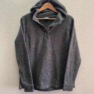 Columbia Darling Days Hooded Henley Long Sleeve Pullover Sweater Large Gray
